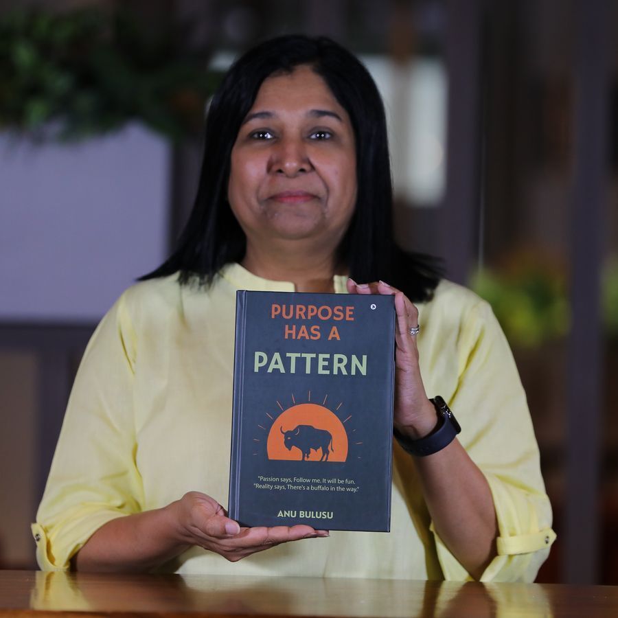 Anu Bulusu, with the book